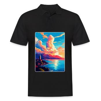 Neuchâtel Suisse Affiche de voyage vintage WPA - Polo Homme - noir - Devant - Kai (181cm)