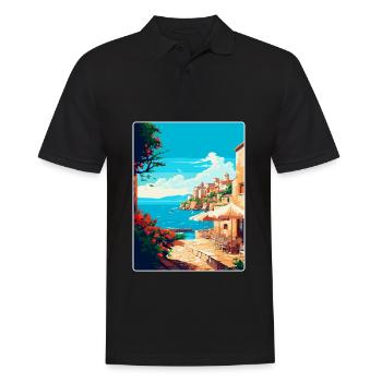 Rhodes Grèce Vintage Voyage Poster WPA Souvenir - Polo Homme - noir - Devant - Kai (181cm)