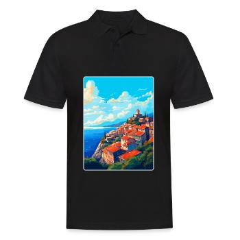 Eze France Vintage Travel Poster Souvenir Souvenir - Men's Polo Shirt - black - Front - Kai (181cm)