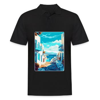 Mykonos Grèce Affiche de voyage vintage Souvenir WPA - Polo Homme - noir - Devant - Kai (181cm)
