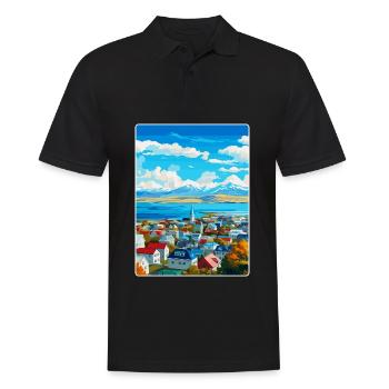 Reykjavik Islande Poster de voyage vintage souvenir - Polo Homme - noir - Devant - Kai (181cm)