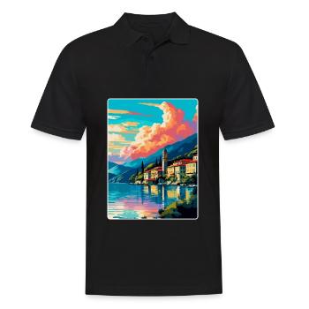 Lake Como Italy Vintage Travel Poster Souvenir WPA - Men's Polo Shirt - black - Front - Kai (181cm)