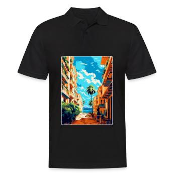 Malaga Spanien Vintage Reiseplakat WPA Souvenir - Männer Poloshirt - Schwarz - Vorne - Kai (181cm)