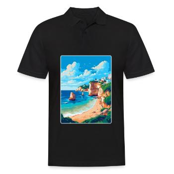 Algarve Portugal Affiche de voyage vintage souvenir - Polo Homme - noir - Devant - Kai (181cm)