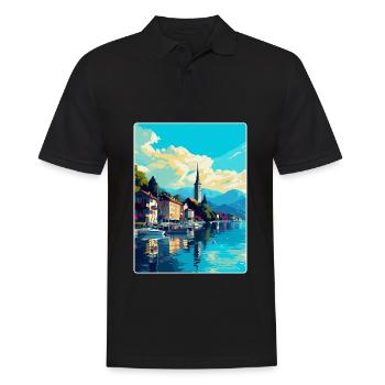 Bregenz Österreich Vintage Reiseplakat Souvenir WPA - Männer Poloshirt - Schwarz - Vorne - Kai (181cm)
