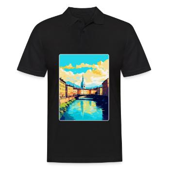 Turin Italy Vintage Travel Poster WPA Art Souvenir - Men's Polo Shirt - black - Front - Kai (181cm)