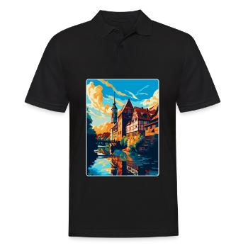 Nuremberg Allemagne Affiche de voyage vintage souvenir - Polo Homme - noir - Devant - Kai (181cm)
