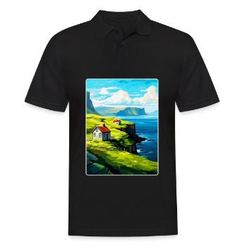 Îles Féroé Danemark Affiche de voyage vintage WPA - Polo Homme - noir - Devant - Kai (181cm)