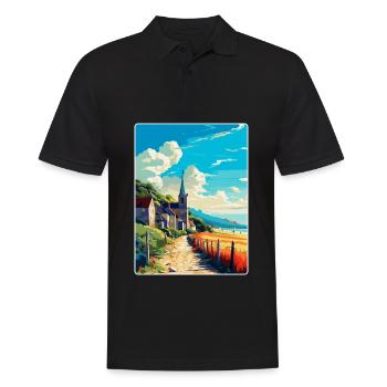Normandie France Affiche de voyage vintage Souvenir WPA - Polo Homme - noir - Devant - Kai (181cm)