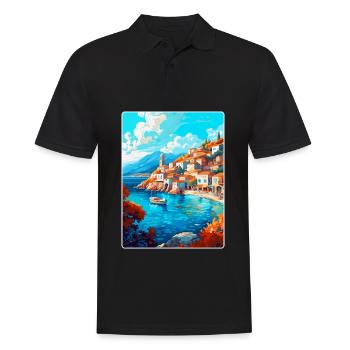 Hydra Greece Vintage Travel Poster WPA Souvenir - Men's Polo Shirt - black - Front - Kai (181cm)