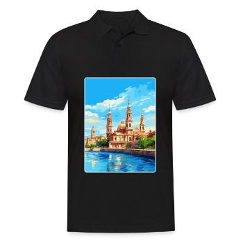 Saragossa Spanien Vintage Reiseplakat Souvenir WPA - Männer Poloshirt - Schwarz - Vorne - Kai (181cm)