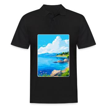 Affiche de voyage vintage de l’île de Meganisi en Grèce WPA - Polo Homme - noir - Devant - Kai (181cm)