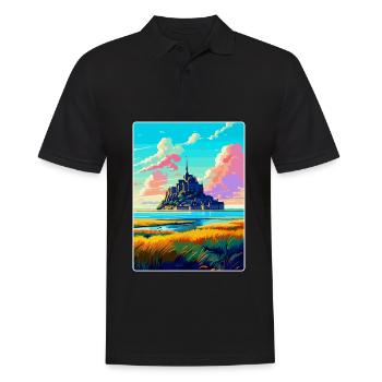 Mont Saint Michel France Vintage Travel Poster WPA - Men's Polo Shirt - black - Front - Kai (181cm)