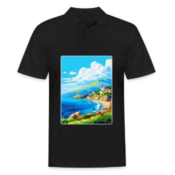 Mani Halbinsel Griechenland Vintage Reiseposter WPA - Männer Poloshirt - Schwarz - Vorne - Kai (181cm)