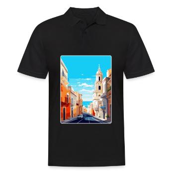 Cadiz Spain Vintage Travel Poster WPA Art Souvenir - Men's Polo Shirt - black - Front - Kai (181cm)