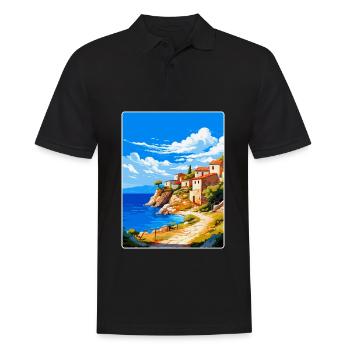 Mani Halbinsel Griechenland Vintage Reiseposter WPA - Männer Poloshirt - Schwarz - Vorne - Kai (181cm)