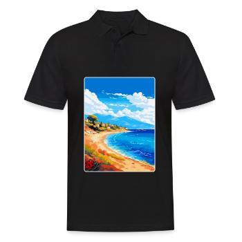 Affiche de voyage vintage de l’île d’Agistri en Grèce WPA - Polo Homme - noir - Devant - Kai (181cm)