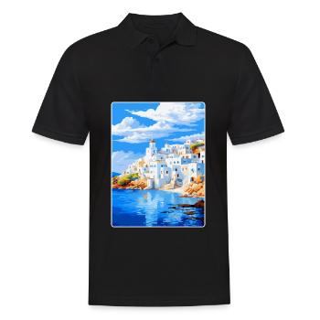 Patmos Grèce Affiche de voyage vintage WPA Souvenir - Polo Homme - noir - Devant - Kai (181cm)