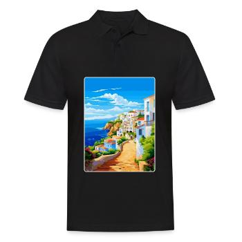 Albufeira Portugal Vintage Travel Poster Souvenir - Men's Polo Shirt - black - Front - Kai (181cm)