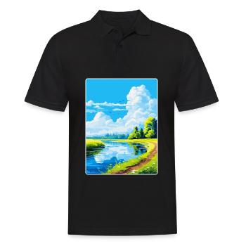 Donau Auen Deutschland Vintage Reiseplakat Souvenir - Männer Poloshirt - Schwarz - Vorne - Kai (181cm)