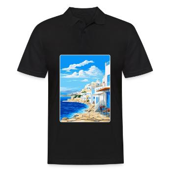 Mykonos Grèce Affiche de voyage vintage Souvenir WPA - Polo Homme - noir - Devant - Kai (181cm)