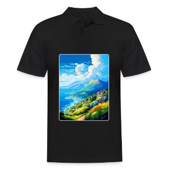 Mont Pélion Grèce Affiche de voyage vintage souvenir - Polo Homme - noir - Devant - Kai (181cm)