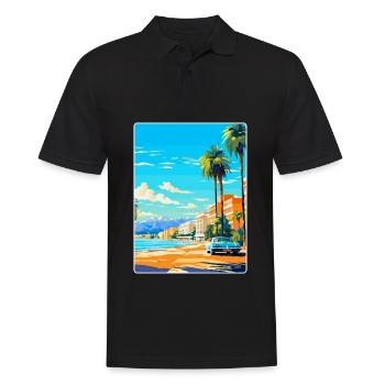 Cannes Frankreich Vintage Reiseplakat WPA Souvenir - Männer Poloshirt - Schwarz - Vorne - Kai (181cm)