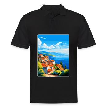 Samos Griechenland Vintage Reiseposter WPA Souvenir - Männer Poloshirt - Schwarz - Vorne - Kai (181cm)