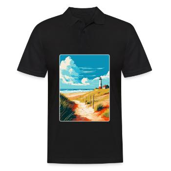 Insel Sylt Deutschland Vintage Reiseplakat Souvenir - Männer Poloshirt - Schwarz - Vorne - Kai (181cm)