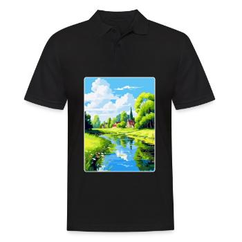 Spreewald Allemagne Affiche de voyage vintage souvenir - Polo Homme - noir - Devant - Kai (181cm)