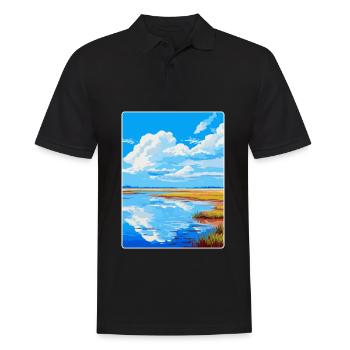 Niedersächsisches Wattenmeer Deutschland Vintage Reiseplakat - Männer Poloshirt - Schwarz - Vorne - Kai (181cm)