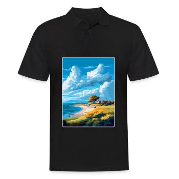 Gotland Schweden Vintage Reiseplakat Souvenir WPA - Männer Poloshirt - Schwarz - Vorne - Kai (181cm)