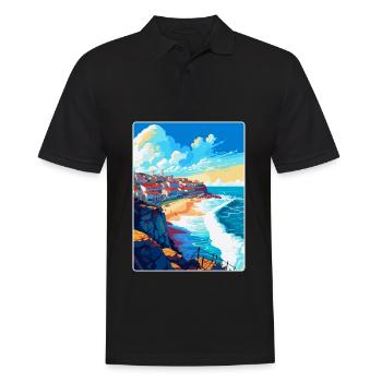 Nazaré Portugal Affiche de voyage vintage Souvenir WPA - Polo Homme - noir - Devant - Kai (181cm)