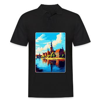 Szczecin Pologne Affiche de voyage vintage souvenir WPA - Polo Homme - noir - Devant - Kai (181cm)