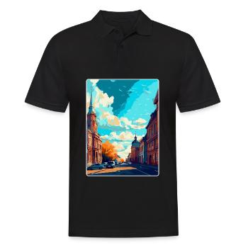 Lodz Pologne Affiche de voyage vintage WPA Art Souvenir - Polo Homme - noir - Devant - Kai (181cm)