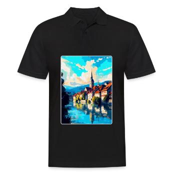 Schaffhausen Schweiz Vintage Reiseplakat WPA - Männer Poloshirt - Schwarz - Vorne - Kai (181cm)