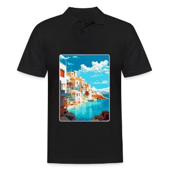 Naxos Grèce Affiche de voyage vintage WPA Souvenir - Polo Homme - noir - Devant - Kai (181cm)