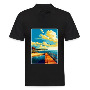 Swinoujscie Pologne Affiche de voyage vintage souvenir - Polo Homme - noir - Devant - Kai (181cm)