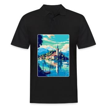 Worthersee Autriche Affiche de voyage vintage souvenir - Polo Homme - noir - Devant - Kai (181cm)