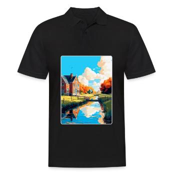Uitgeest Netherlands Vintage Travel Poster WPA Art - Men's Polo Shirt - black - Front - Kai (181cm)