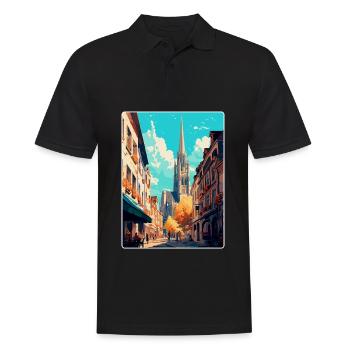 Rouen France Affiche de voyage vintage WPA Souvenir - Polo Homme - noir - Devant - Kai (181cm)