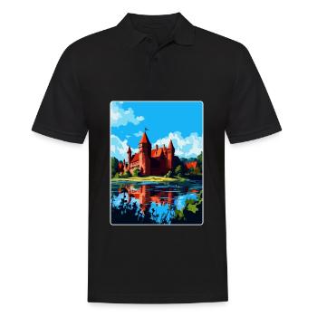 Château de Malbork Pologne Affiche de voyage vintage WPA - Polo Homme - noir - Devant - Kai (181cm)