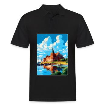 Kalmar Schweden Vintage Reiseposter WPA Souvenir - Männer Poloshirt - Schwarz - Vorne - Kai (181cm)
