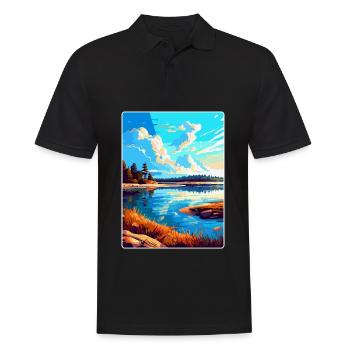 Warta Mouth Poland Vintage Travel Poster Souvenir - Men's Polo Shirt - black - Front - Kai (181cm)