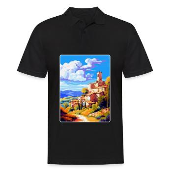 Llagostera Spanien Vintage Reiseplakat Souvenir - Männer Poloshirt - Schwarz - Vorne - Kai (181cm)