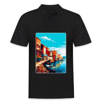 Costa Nova Portugal Affiche de voyage vintage souvenir - Polo Homme - noir - Devant - Kai (181cm)