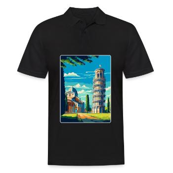Pise Italie Affiche de voyage vintage Souvenir souvenir - Polo Homme - noir - Devant - Kai (181cm)