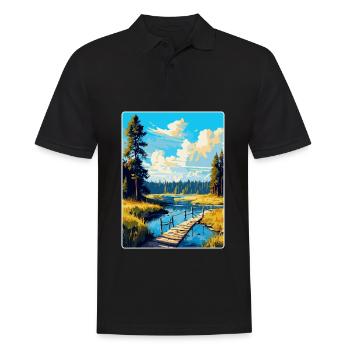 Bory Tucholskie Poland Vintage Travel Poster WPA - Men's Polo Shirt - black - Front - Kai (181cm)