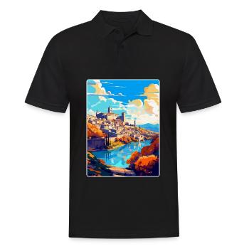 Toledo Spanien Vintage Reiseposter WPA Souvenir - Männer Poloshirt - Schwarz - Vorne - Kai (181cm)