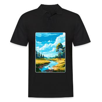 Swietokrzyski Poland Vintage Travel Poster WPA Art - Men's Polo Shirt - black - Front - Kai (181cm)